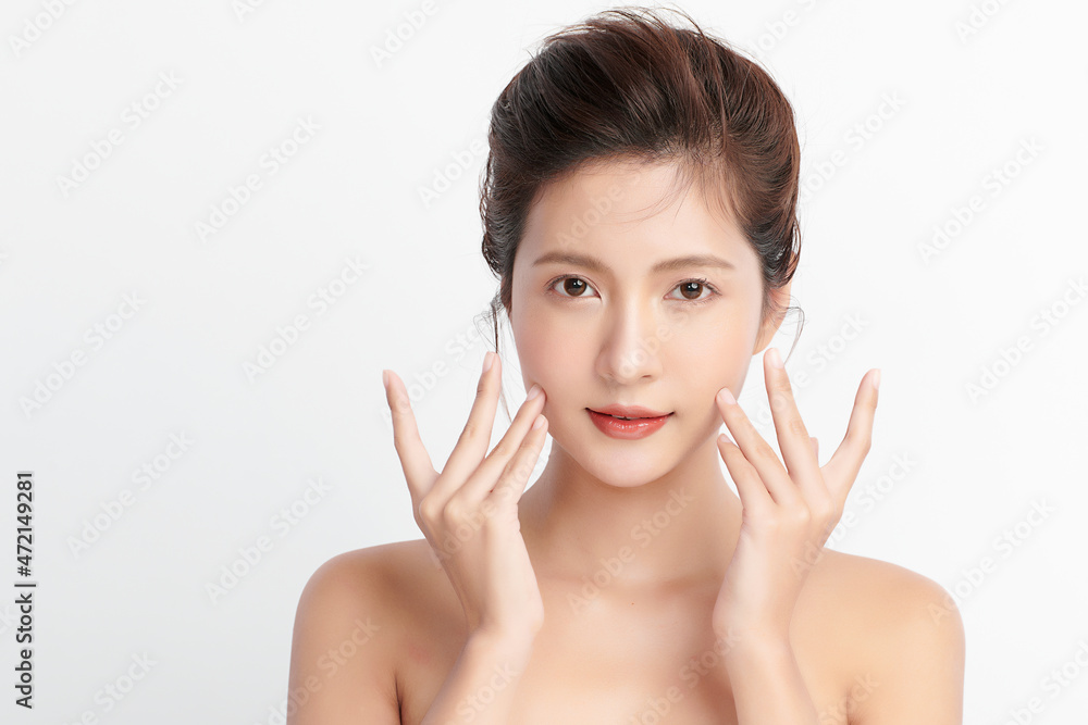 Beautiful young asian woman with clean fresh skin on white background, Face care, Facial treatment, Cosmetology, beauty and spa, Asian women portrait. Beautiful young asian woman with clean fresh skin on white background, Face care, Facial treatment, Cosmetology, beauty and spa, Asian women portrait.