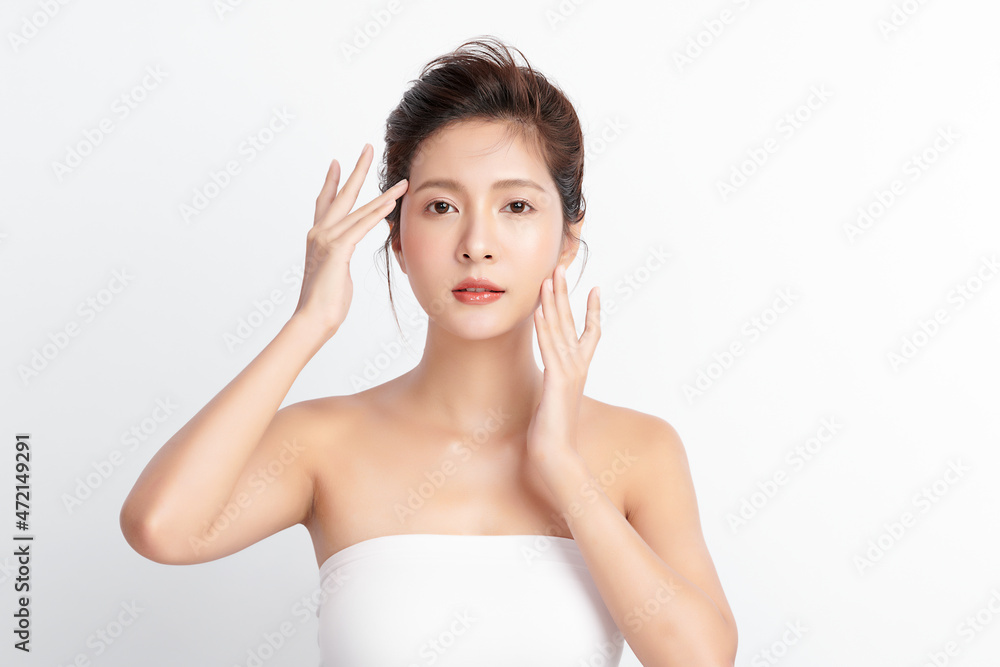 Beautiful young asian woman with clean fresh skin on white background, Face care, Facial treatment, Cosmetology, beauty and spa, Asian women portrait. Beautiful young asian woman with clean fresh skin on white background, Face care, Facial treatment, Cosmetology, beauty and spa, Asian women portrait.