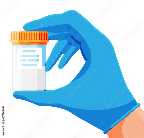 Semen Test Tube in Hand Isolated. Medical Sample in Glass Tube. Laboratory Container with Sperm. Specimen Cup for Male Fertility Analysis. Sperm Donation Concept. Cartoon Flat Vector Illustration