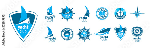 A set of vector Yacht logos on a white background