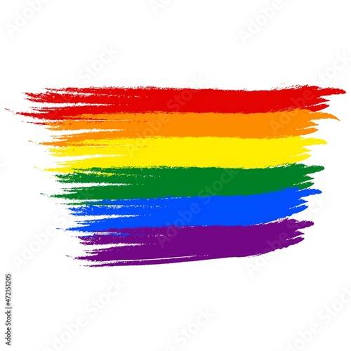 Vector illustration of LGBT color. Brush hand drawn isolated on white