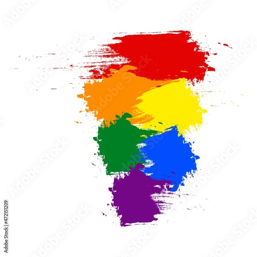 Vector illustration of LGBT color. Brush hand drawn isolated on white