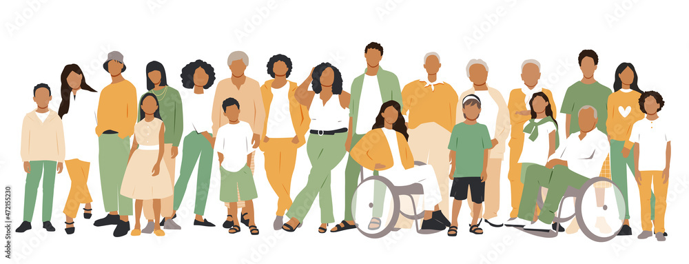 Fototapeta premium People stand side by side together. Flat vector illustration.