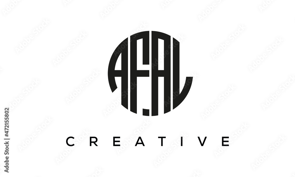 Letters AFAL creative circle logo design vector, 4 letters logo Letters AFAL creative circle logo design vector, 4 letters logo