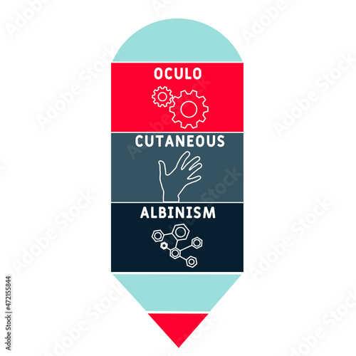 OCA - Oculo Cutaneous Albinism acronym. medical concept background.  vector illustration concept with keywords and icons. lettering illustration with icons for web banner, flyer, landing 