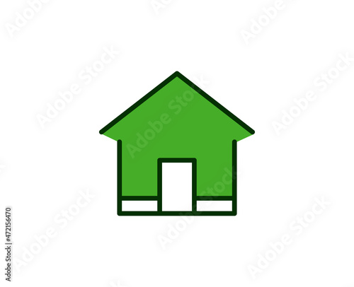 Green house flat icon. Single high quality outline symbol for web design or mobile app. House thin line signs for design logo, visit card, etc. Outline pictogram EPS10