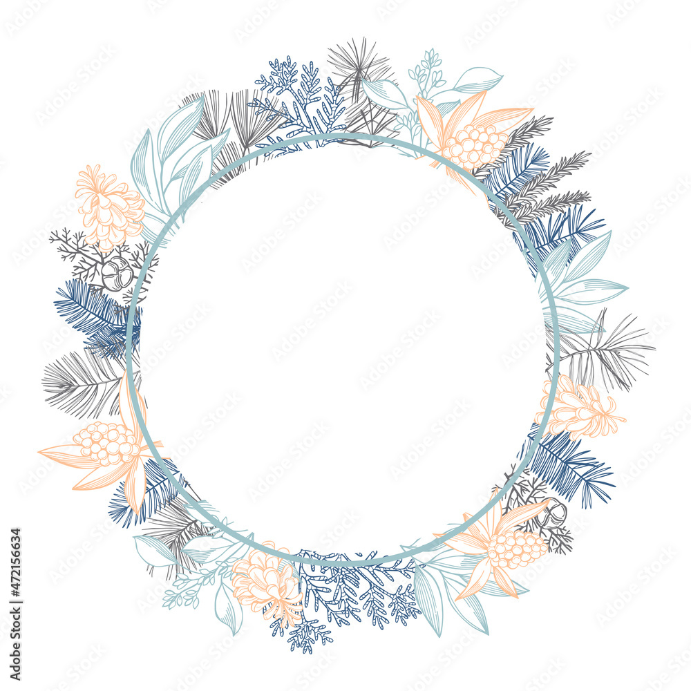 Vector frame with Christmas plants. Vector frame with Christmas plants.