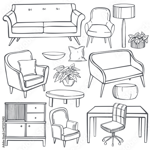 Furniture for the home. Sketch  illustration.