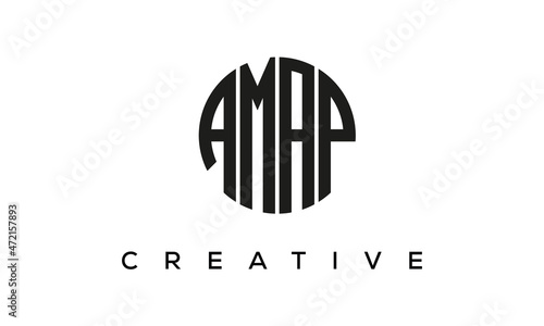 Letters AMAP creative circle logo design vector, 4 letters logo photo