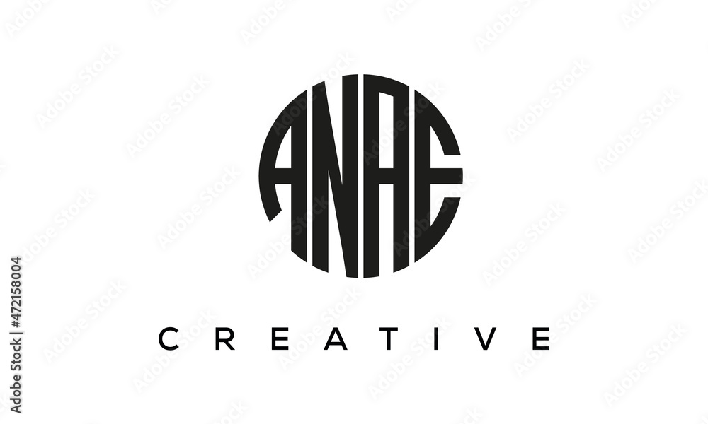 Letters ANAE creative circle logo design vector, 4 letters logo Letters ANAE creative circle logo design vector, 4 letters logo