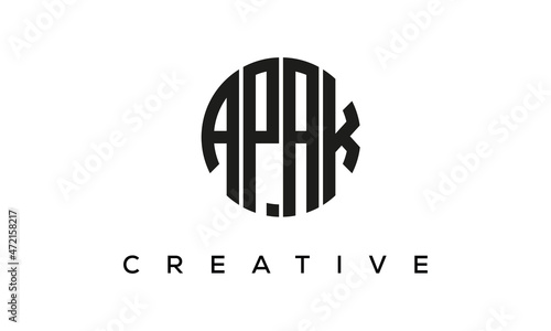 Letters APAK creative circle logo design vector, 4 letters logo photo