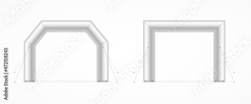 Foto Realistic Detailed 3d White Square Inflatable Archway Set. Vector