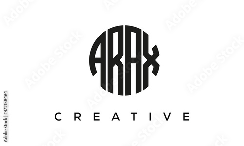 Letters ARAX creative circle logo design vector, 4 letters logo photo