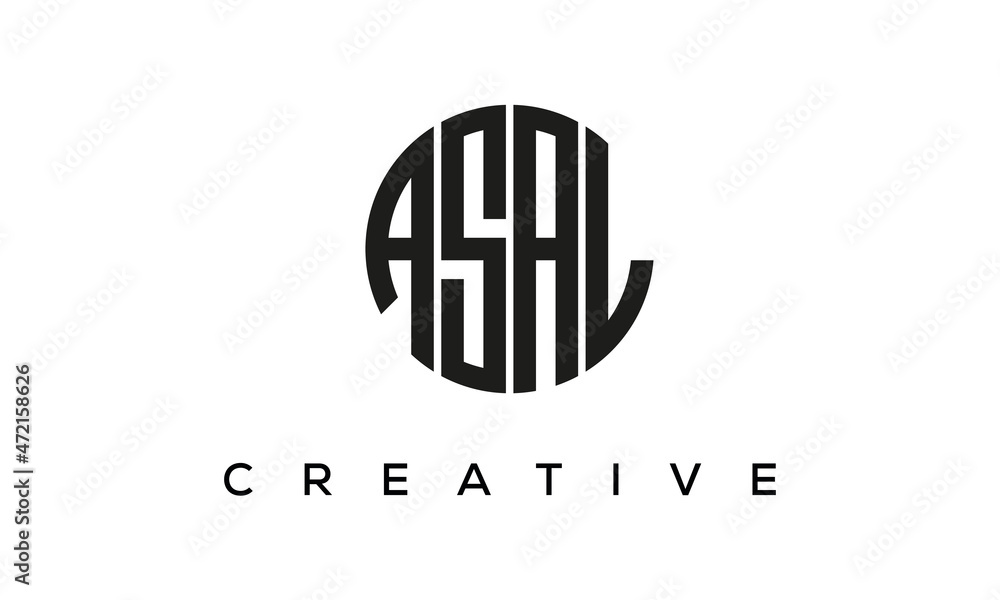 Letters ASAL creative circle logo design vector, 4 letters logo Letters ASAL creative circle logo design vector, 4 letters logo