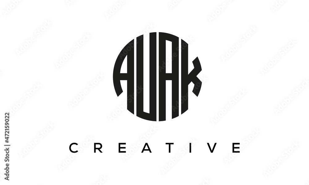 Letters AUAK creative circle logo design vector, 4 letters logo Letters AUAK creative circle logo design vector, 4 letters logo