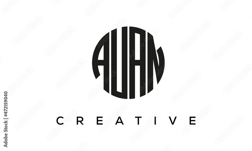 Letters AUAN creative circle logo design vector, 4 letters logo Letters AUAN creative circle logo design vector, 4 letters logo
