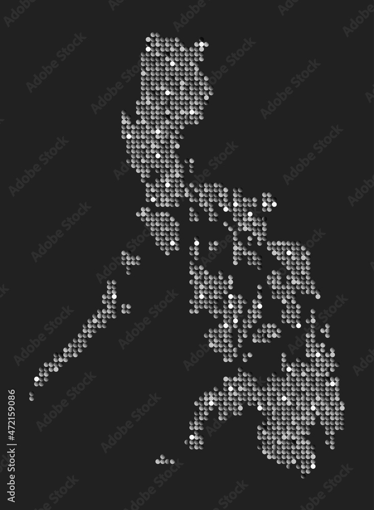 Vector map Philippines, silver sequins or glitters