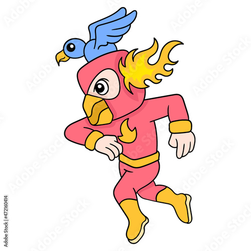 bird superhero eradicate evil, doodle icon image kawaii