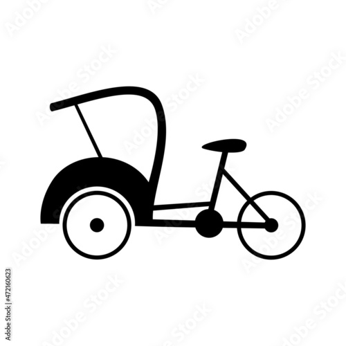 Becak, rickshaw indonesia transportation vector illustration  icon . photo