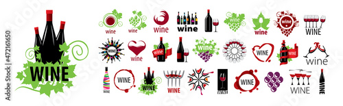 A set of vector Wine logos on a white background