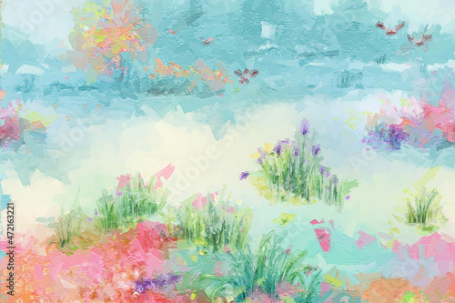 Beautiful oil painting bouquet flower illustration © yang