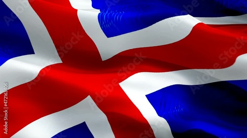 Iceland flag video. National 3d Icelandic Flag Slow Motion video. Iceland tourism Flag Blowing Close Up. Icelandic Flags Motion Loop HD resolution Background Closeup 1080p Full HD video flags waving i photo