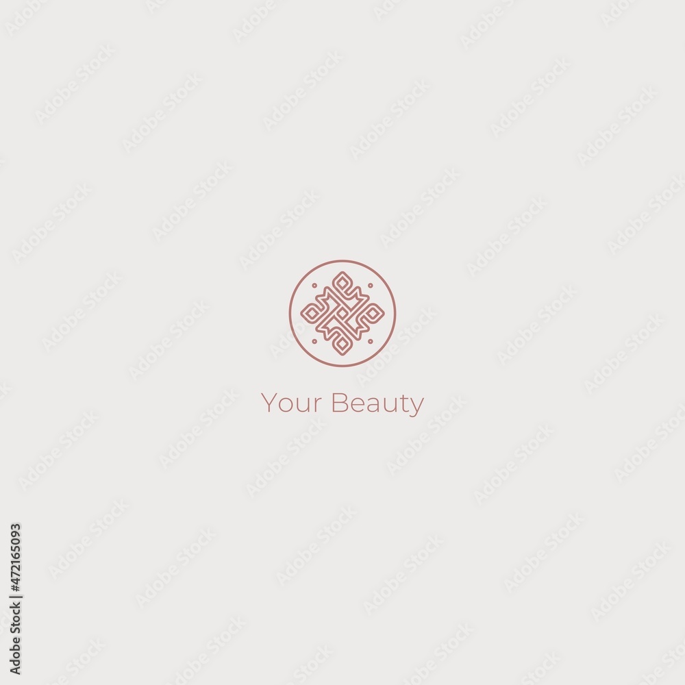 Vector logo in mandala style. Geometric emblem. Elegant logo for shops, astrologers, tetahilling, psychology, jewelry, bracelets.