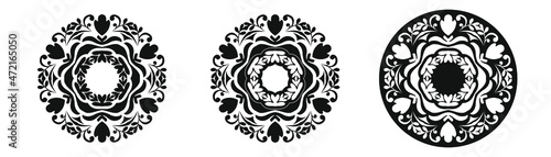 Vector set of logo design templates in oriental style. Folk ornaments.