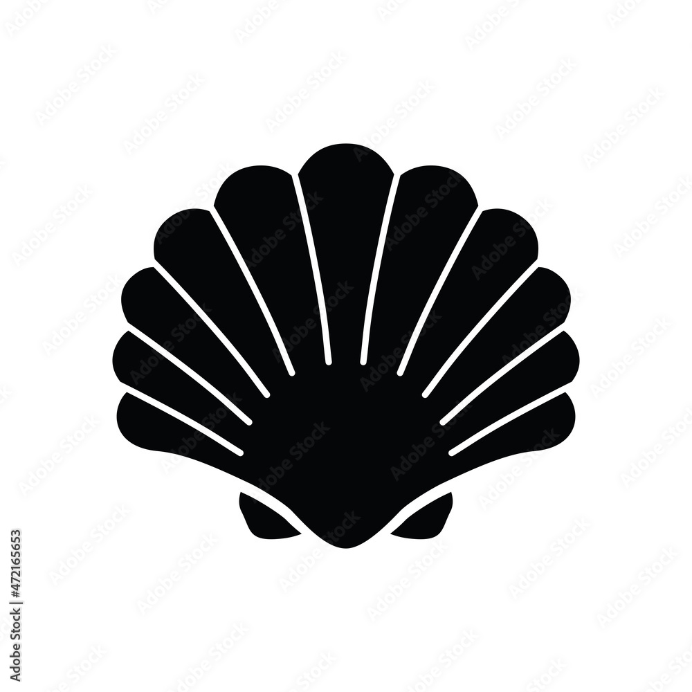 The icon is a black silhouette of a seashell. Vector illustration isolated on a white background for design and web. The icon is a black silhouette of a seashell. Vector illustration isolated on a white background for design and web.