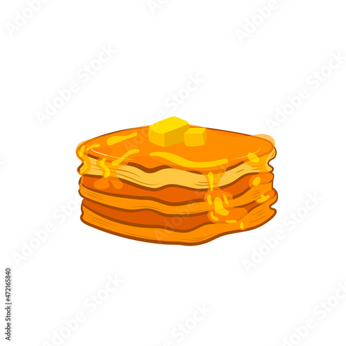 pancakes, cartoon illutration, buttermilk pancakes, sweet pancake isolated on white background.