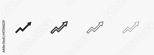 Up Arrow set for business and charts. Success black symbol isolated on white backround