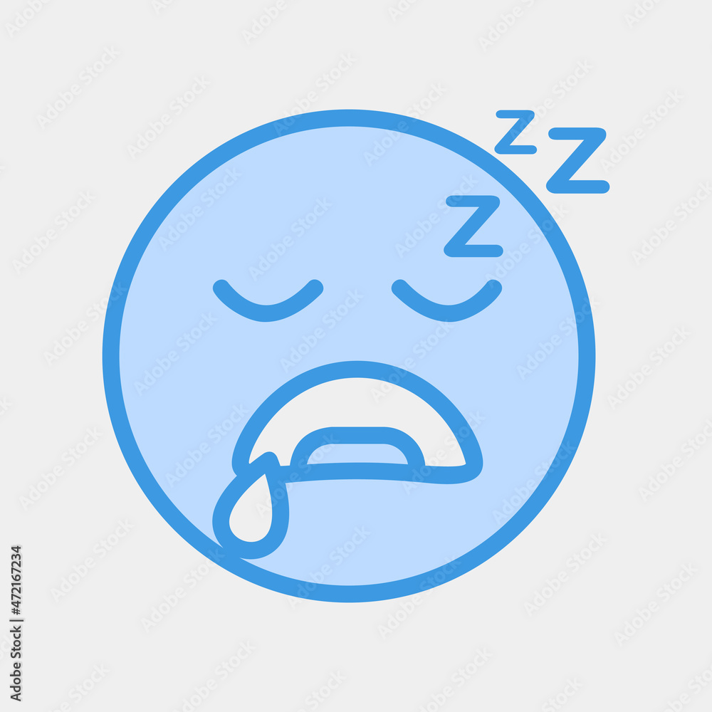 Sleep emoji icon vector illustration in blue style, use for website mobile app presentation Sleep emoji icon vector illustration in blue style, use for website mobile app presentation