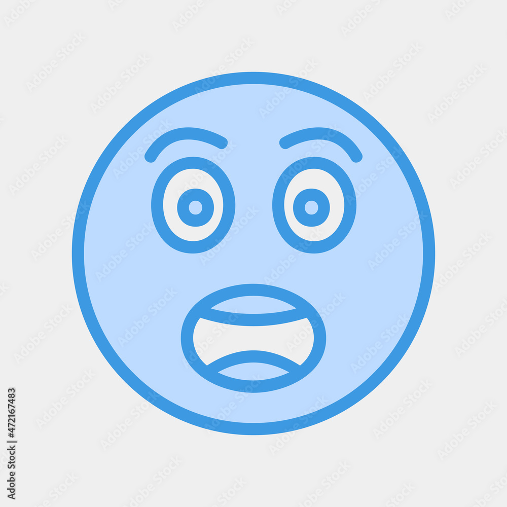 Shock emoji icon vector illustration in blue style, use for website mobile app presentation Shock emoji icon vector illustration in blue style, use for website mobile app presentation