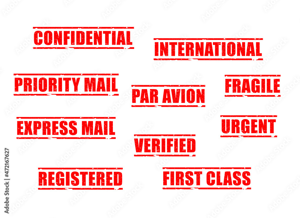 Collection of Air Mail Rubber Stamp Flat Vector Collection of Air Mail Rubber Stamp Flat Vector