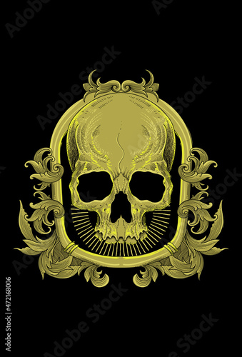 Skull with ornament artwork illustration