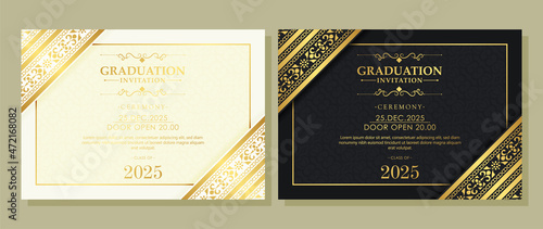 Elegant graduation invitation template with ornament