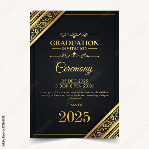 Elegant dark graduation invitation template