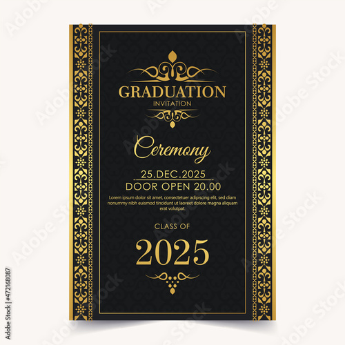 Elegant dark graduation invitation template