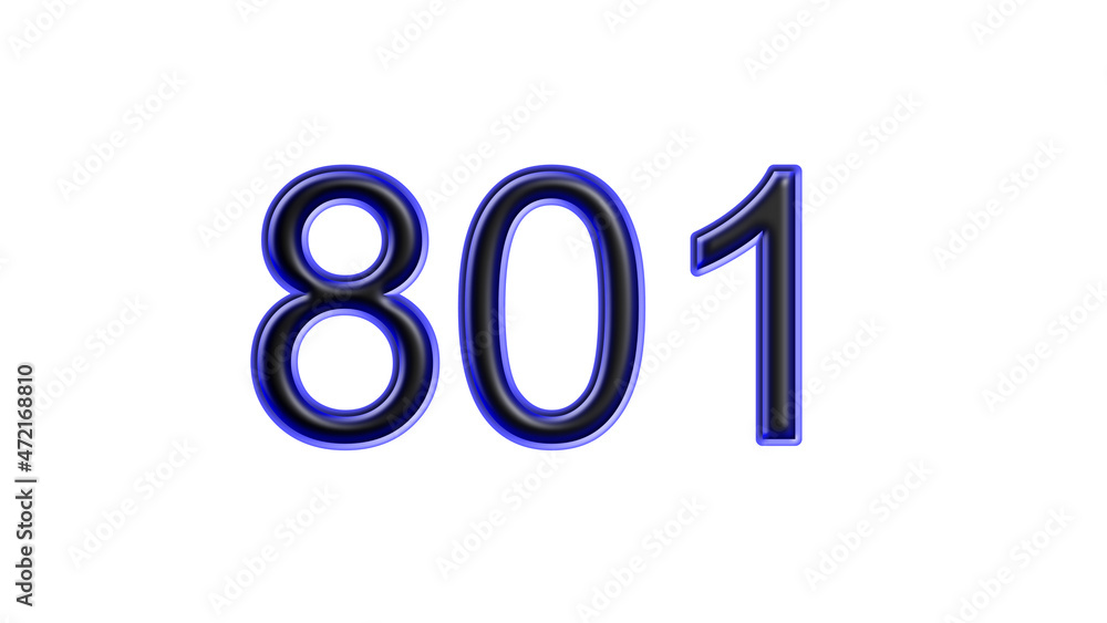 blue 801 number 3d effect white background blue 801 number 3d effect white background