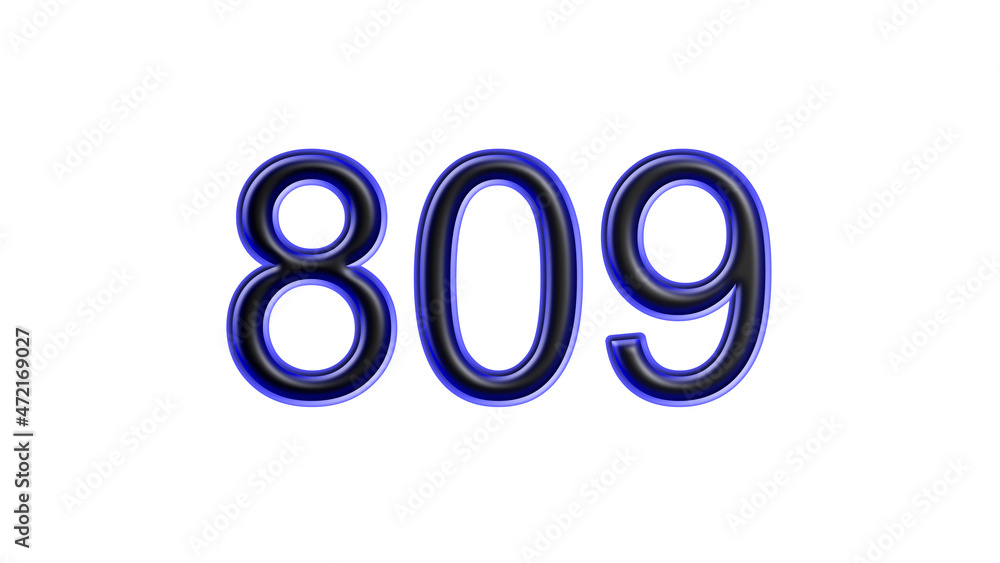 blue 809 number 3d effect white background blue 809 number 3d effect white background