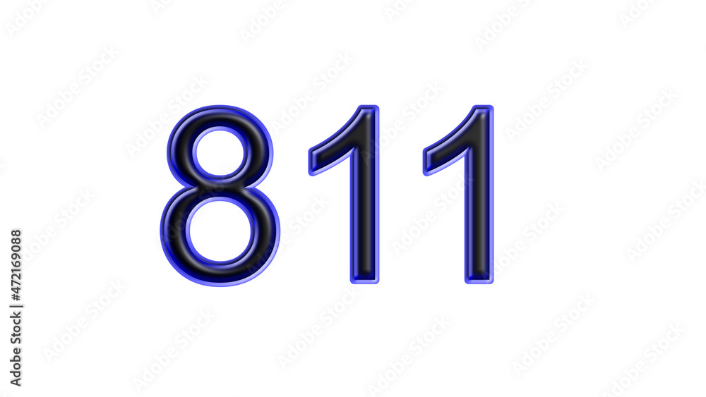 blue 811 number 3d effect white background blue 811 number 3d effect white background