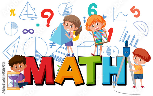Math icon with kids and math tools