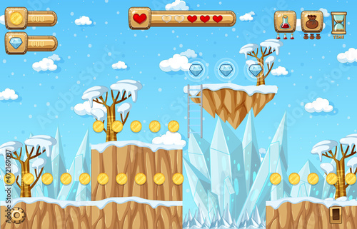 Game Template Snow Falling Scene