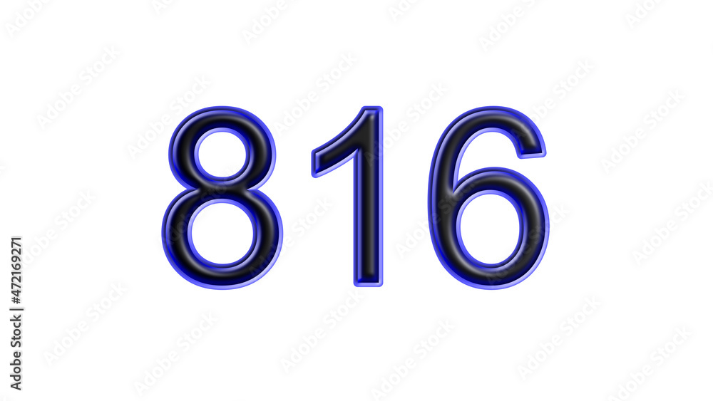 blue 816 number 3d effect white background blue 816 number 3d effect white background