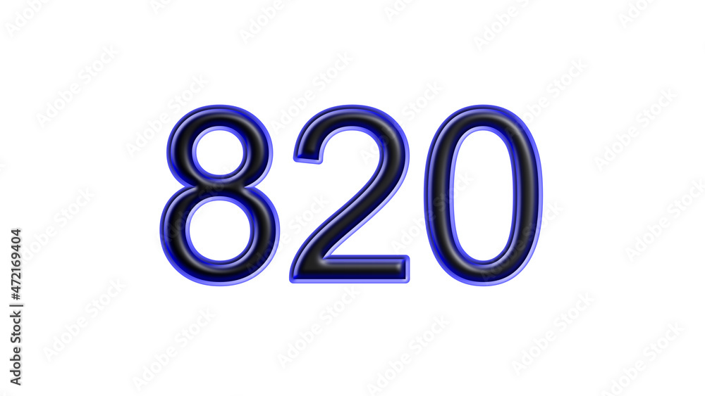 blue 820 number 3d effect white background blue 820 number 3d effect white background