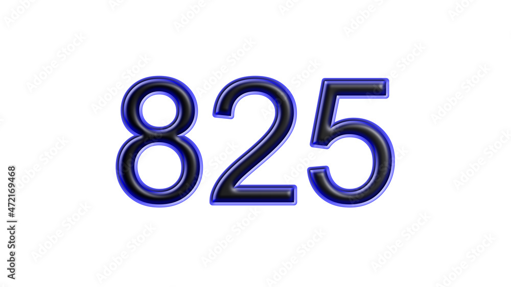 blue 825 number 3d effect white background blue 825 number 3d effect white background