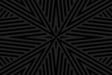 Embossed black background design Ethnic 3d diagonal line pattern in monochrome tones. Vector graphic template for business background, magazine layout, brochure, booklet, presentations.