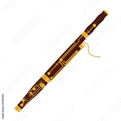 Bassoon musical instrument isolated on white background.Vector.