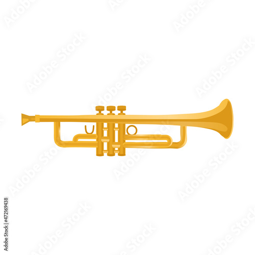 Trumpet musical instrument isolated on white background.Vector.