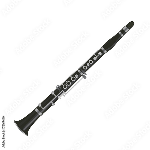 Clarinet musical instrument isolated on white background.Vector.